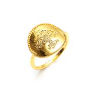 Bague en alliage de zinc, Placage de couleur d'or, bijoux de mode & pour femme, doré, 17mm, Vendu par PC[