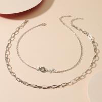Zinc Alloy Necklace, silver color plated, 2 pieces & fashion jewelry & for woman, silver color cm 