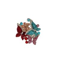 Rhinestone Zinc Alloy Finger Ring, gold color plated, fashion jewelry & for woman & with rhinestone, multi-colored, 17mm [