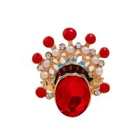 Rhinestone Zinc Alloy Finger Ring, with Plastic Pearl, gold color plated, fashion jewelry & for woman & enamel & with rhinestone, multi-colored, 17mm [