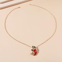 Rhinestone Zinc Alloy Necklace, gold color plated, Christmas Design & fashion jewelry & for woman & enamel & with rhinestone, two different colored cm [