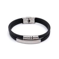 Bracelet en acier inoxydable Silicone, Acier titane, avec silicone, poli, bijoux de mode & unisexe, noire cm, Vendu par PC
