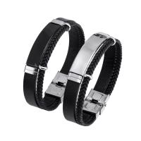 PU Leather Cord Bracelets, Titanium Steel, with PU Leather, Vacuum Ion Plating, fashion jewelry & polished & Unisex .5 cm 