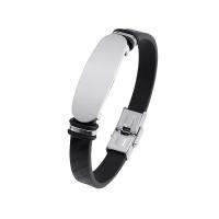 PU Leather Cord Bracelets, Titanium Steel, with PU Leather, polished, fashion jewelry & Unisex, black, 10mm cm 