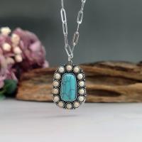 Turquoise Zinc Alloy Necklace, with Synthetic Turquoise, with 5cm extender chain, antique silver color plated, vintage & fashion jewelry & for woman, mixed colors Approx 45 cm 