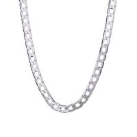 Sterling Silver Jewelry Necklace, 925 Sterling Silver, with 5cm extender chain, fashion jewelry & Unisex, silver color, 6mm 