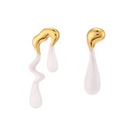 asymmetrische Ohrringe, Zinklegierung, goldfarben plattiert, Modeschmuck & für Frau & Emaille, keine, 13.8x38.6mm,7.7x27.4mm, verkauft von Paar