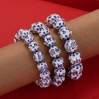 Sterling Silver Bracelets, 99% Sterling Silver, Round, fashion jewelry & Unisex & enamel, blue Approx 16-18 cm 