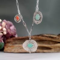 Glass Zinc Alloy Necklace, with Glass, with 5cm extender chain, antique silver color plated, vintage & fashion jewelry & for woman, mixed colors Approx 45 cm [