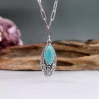 Turquoise Zinc Alloy Necklace, with Synthetic Turquoise, with 5cm extender chain, Horse Eye, antique silver color plated, vintage & fashion jewelry & for woman, blue Approx 45 cm [