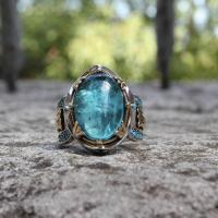 Zinc Alloy Finger Ring, with Glass, antique silver color plated, vintage & fashion jewelry & for man, blue 