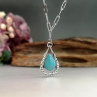 Turquoise Zinc Alloy Necklace, with Synthetic Turquoise, with 5cm extender chain, Teardrop, antique silver color plated, vintage & fashion jewelry & for woman & hollow, blue Approx 45 cm [