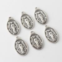 Pendentif Saint en alliage de zinc, ovale, Plaqué de couleur d'argent, Vintage & DIY Environ Vendu par sac
