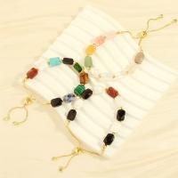 Bracelets en laiton, avec pierre gemme & perle d'eau douce cultivée, fait à la main, Réglable & bijoux de mode & pour femme Environ 6.3-8.66 pouce, Vendu par PC