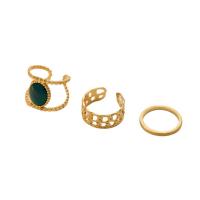 エナメルステンレス鋼指輪, 304ステンレススチール, メッキ, 3個 & 女性用, 金色, 売り手 セット