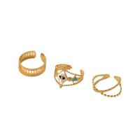 Emaille Edelstahl Ringe, 304 Edelstahl, plattiert, drei Stücke & für Frau, goldfarben, verkauft von setzen