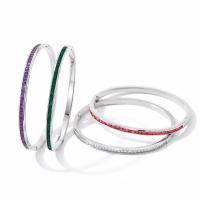 Stainless Steel Bangle, 304 Stainless Steel, plated, fashion jewelry & for woman & with rhinestone 