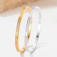 Stainless Steel Bangle, 304 Stainless Steel, Vacuum Ion Plating, fashion jewelry & for woman & with rhinestone [