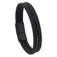 PU Leather Cord Bracelets, zinc alloy magnetic clasp, plated, vintage & for man .5 cm [