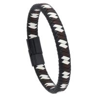 PU Leather Cord Bracelets, zinc alloy magnetic clasp, plated, vintage & for man .5 cm 