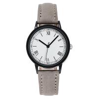 Women Wrist Watch, PU Leather, with Glass & 304 Stainless Steel & Zinc Alloy, Round, plumbum black color plated, fashion jewelry & Chinese movement & for woman Approx 240 mm 