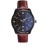 Men Wrist Watch, PU Leather, with Glass & 304 Stainless Steel & Zinc Alloy, Round, plumbum black color plated, fashion jewelry & Chinese movement & for man Approx 255 mm 