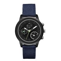 Men Wrist Watch, Canvas, with Glass & 304 Stainless Steel & Zinc Alloy, Round, plumbum black color plated, fashion jewelry & Chinese movement & for man & luminated Approx 245 mm 