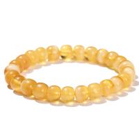 Gemstone Bracelets, Beeswax, Round, polished, fashion jewelry & for woman, yellow, 8-9x6-7mm Approx 18 cm 