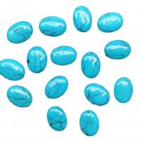 Cabujón de plástico sintético, Turquesa sintético, Óvalo, Bricolaje, azul, 12x16mm, 100PCs/Bolsa, Vendido por Bolsa