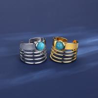 Titanium Steel Finger Ring, with turquoise, Vacuum Ion Plating, fashion jewelry & for woman 17.2mm [