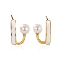 Sterling Silver Stud Earring, 925 Sterling Silver, with Plastic Pearl, plated, for woman & epoxy gel 6mm 