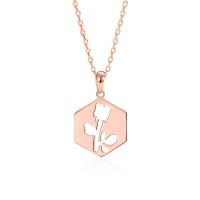 925 Sterling Silver Necklace, with 5CM extender chain, Rose, plated, fashion jewelry & for woman Approx 40 cm 