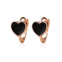 925 Sterling Silver Lever Back Earring, Heart, plated & micro pave rhinestone & for woman & epoxy gel 7mm 