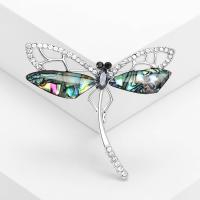 Rhinestone Zinc Alloy Brooch, Dragonfly, fashion jewelry & for woman & with rhinestone, silver color 