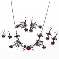 Zinc Alloy Jewelry Set, Spider, plated, Unisex & Halloween Jewelry Gift & with rhinestone, black 