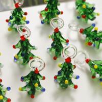Abalorios de murano de Navidad, Cristal de murano, Diseño de Navidad & Bricolaje & diferentes estilos para la opción, verde, 18x28mm, Vendido por UD
