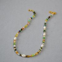 Natural Freshwater Pearl Necklace, Zinc Alloy, with Freshwater Pearl & Plastic, with 5cm extender chain, handmade, fashion jewelry & for woman, multi-colored Approx 38 cm 