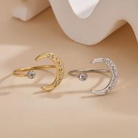 Titanium Steel Finger Ring, Vacuum Ion Plating, fashion jewelry & for woman & with rhinestone 18mm [