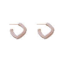 Plastic Pearl Zinc Alloy Earring, with Plastic Pearl, gold color plated, fashion jewelry & for woman, two different colored, 15mm [