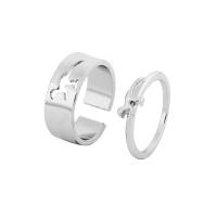 Zinc Alloy Ring Set, plated, 2 pieces & fashion jewelry & for woman 17.5mm [