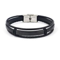 PU Leather Cord Bracelets, 304 Stainless Steel, with PU Leather, Vacuum Ion Plating, fashion jewelry & for woman 12mm cm 