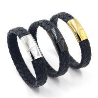 PU Leather Cord Bracelets, with Titanium Steel, Vacuum Ion Plating, fashion jewelry & for woman 14mm cm 