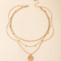 Multi слой ожерелье, цинковый сплав, плакирован золотом, три слоя & ювелирные изделия моды & Женский, Золотой, длина:51-80 см, продается PC