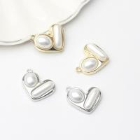 Plastic Zinc Alloy Pendants, with Plastic Pearl, Heart, plated, DIY Approx [