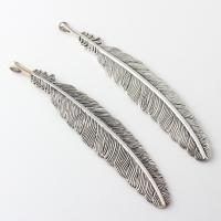 Zinc Alloy Leaf Pendants, Feather, antique silver color plated, vintage & DIY Approx 