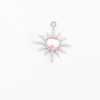 Zinc Alloy Jewelry Pendants, with Cubic Zirconia, Sun, silver color plated, DIY Approx 