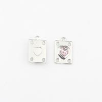Zinc Alloy Jewelry Pendants, with Cubic Zirconia, Rectangle, plated, DIY Approx [