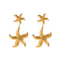 Stainless Steel Drop Earring, 304 Stainless Steel, Starfish, 18K gold plated, fashion jewelry & for woman, golden 