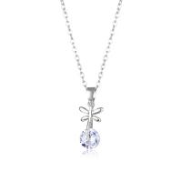 Cubic Zirconia Stainless Steel Necklace, 304 Stainless Steel, with Cubic Zirconia & Brass, with 1.97inch extender chain, fashion jewelry & for woman Approx 15.75 Inch 