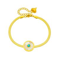 Titanium Steel Bracelet & Bangle, with turquoise & Shell, with 1.97inch extender chain, plated, fashion jewelry & for woman, golden, 15mm Approx 6.3 Inch 